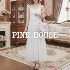 ピンクハウス＊フランスレースが素敵なホワイト フリルキャミワンピース＊サンドレス ピンクハウス＊フランスレースが素敵なホワイト フリルキャミ