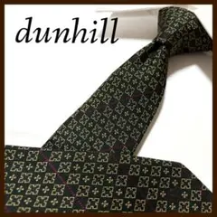 美品 ダンヒル ネクタイ 幾何学模様 ストライプ 緑 紫