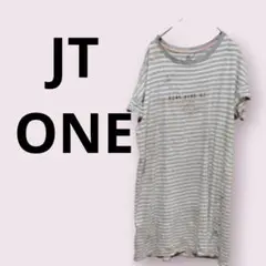 JT ONE 半袖 Tシャツ ストライプ グレー 白 海外古着　1点物