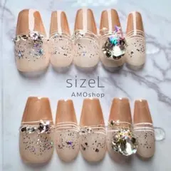 【現品限定】ちゅるんマグネットフレンチ×ラメ ネイルチップ