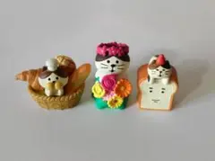 デコレ　コンコンブル　パンの盛り合わせ　猫と食パン　フラワーにゃんこ　3点