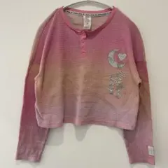 Justice トップス　カットソー　長袖　ショート　ピンク　グラデーション　M