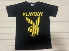 プレイボーイ Tシャツ M 黒 ラビットヘッド 総柄 コラージュロゴ 美品