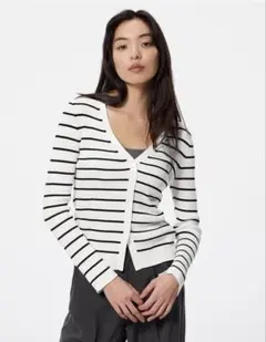 【4/30までの出品】 GU UVカットボーダーVネックカーディガンZ+E