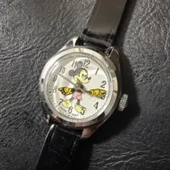 60s 60年代 ミッキーマウス スイス製 レザーベルト 腕時計 不動品