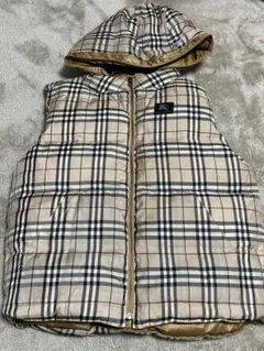 160㎝　Burberry バーバリーフード付きリバーシブルダウンベスト