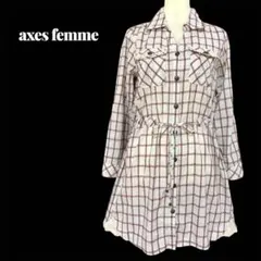 【axes femme】シャツワンピース チェック柄　チュニック ロールアップ