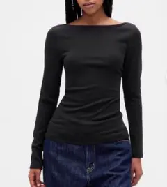 【新品未使用】GAP モダンボートネックTシャツ 長袖 ブラック