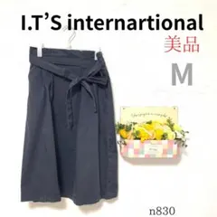 美品 【イッツインターナショナル】 レディース 綿92％ ベルト付 スカート M