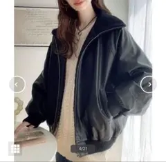 新品 未使用 タグ付きJava リブタートル フェイク レザー ジャケット M