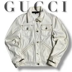 希少✨ GUCCI　デニムジャケット　コットン　オクタゴンメタルボタン　ホワイトのサムネイル