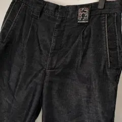 未使用級　パジェロ　XL～　85インチ　細畝コーデュロイ　黒　パンツ　秋冬