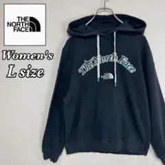 ノースフェイス パーカー フーディー 海外限定 ロゴ刺繍 ネイビー レディースL