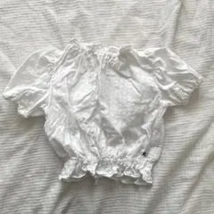 uhr ホワイト フリル ブラウス 1-2y 80〜90センチ