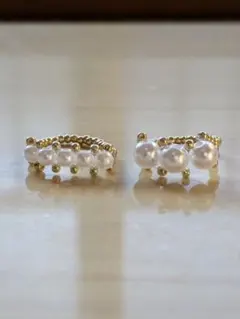 【No.28】ビーズリング パール ゴールド