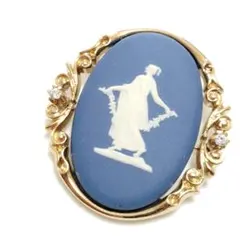 美品 WEDGWOOD ジャスパー カメオ ブローチ ゴールド S00141のサムネイル