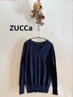 ZUCCa　Vネック　コットンレーヨンセーター