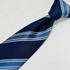 【パーフェクトスーツファクトリー】ネクタイ ネイビー レジメンタル P.S.FA