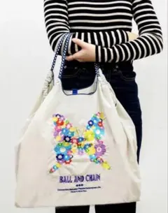 新品　BALL AND CHAIN★蝶柄エコバッグ ショルダー紐付き Mサイズのサムネイル