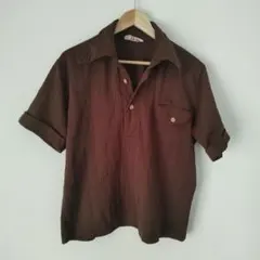 メンズ レディース ブラウン ポロシャツ 【L〜LL相当】 半袖シャツ トップス