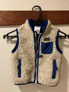 patagonia フリースベスト 2T ホワイト/ブルー