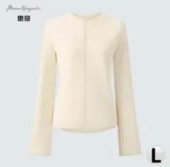 ユニクロ マメクロゴウチ シアークルーネックT（長袖） Lオフホワイト