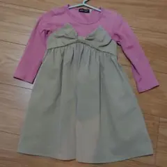 BeBe100cmワンピース女の子春秋裏起毛なし　リボン