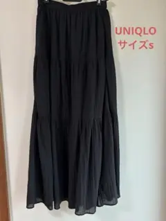 UNIQLO ユニクロ　ブラック フレアスカート ティアードデザイン