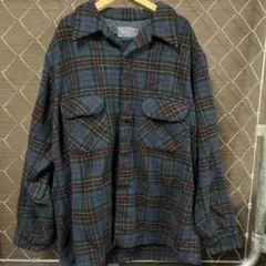 70s Pendleton チェック柄長袖シャツLサイズ ボードシャツ　ウール
