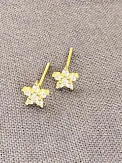 ゴールド 星形ピアス クリスタル風（キャッチ付き）
