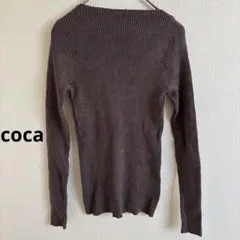 coca ココア ブラウン リブ ニットトップス コカ レディース きれいめ