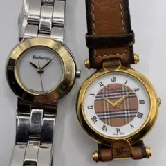 稼動】 BURBERRY 腕時計 ノバチェック ゴールド コンビ レディース