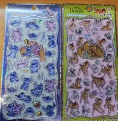 正規品 プチドロップステッカー ディズニー バンビ スティッチ 2点セット