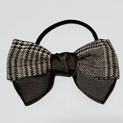 チェック柄リボンヘアゴム