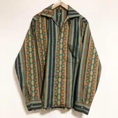 60s Sears オンブレ チェック シャツ グリーンイエロー ブラウン