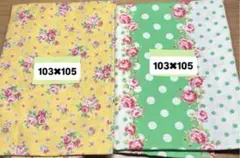 花柄と水玉模様の生地セット 103×105