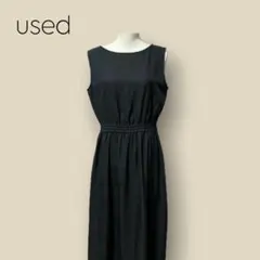 1005 【美品】　タンクトップ　ロング　ワンピース　ウエストマーク　黒