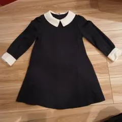 ネイビー ホワイト 襟 Aラインドレス