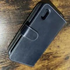 Android one S4 ケース カバー 手帳型　財布付き　紺色ネイビー