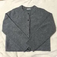 GU パフニットクルーネックカーディガン　グレー