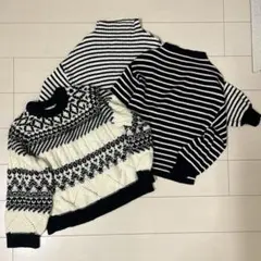 黒、白系ニット　3点セット