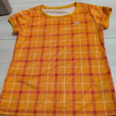 オレンジ チェック柄 Tシャツ XOサイズ