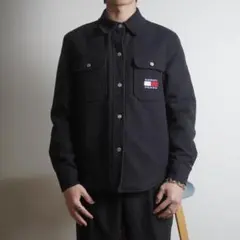 TOMMY JEANS シェルパシャツジャケット 裏地ボア 黒/VW161