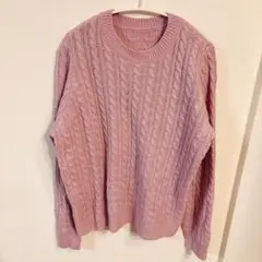 美品✨【XXL】ケーブルニット セーター ピンク オーバーサイズ ゆるだぼ