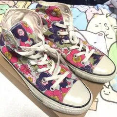 コンバースオールスター 花柄 ハイカット スニーカー23.5