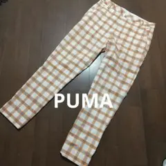 【即日発送】美品。PUMA ゴルフパンツ チェック柄 オレンジ ホワイト