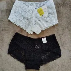 匿名配送　レースショーツ 2枚セット　白　黒まとめ売り