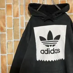 399アディダス 90s adidas刺繍ロゴ ブリーチ パーカー センターロゴ