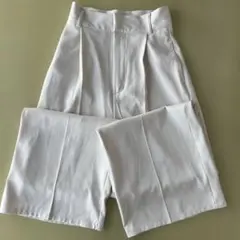 センタープレスワイドタックロングパンツ ホワイトスラックス