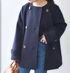 SHIPS ノーカラーAラインPコート